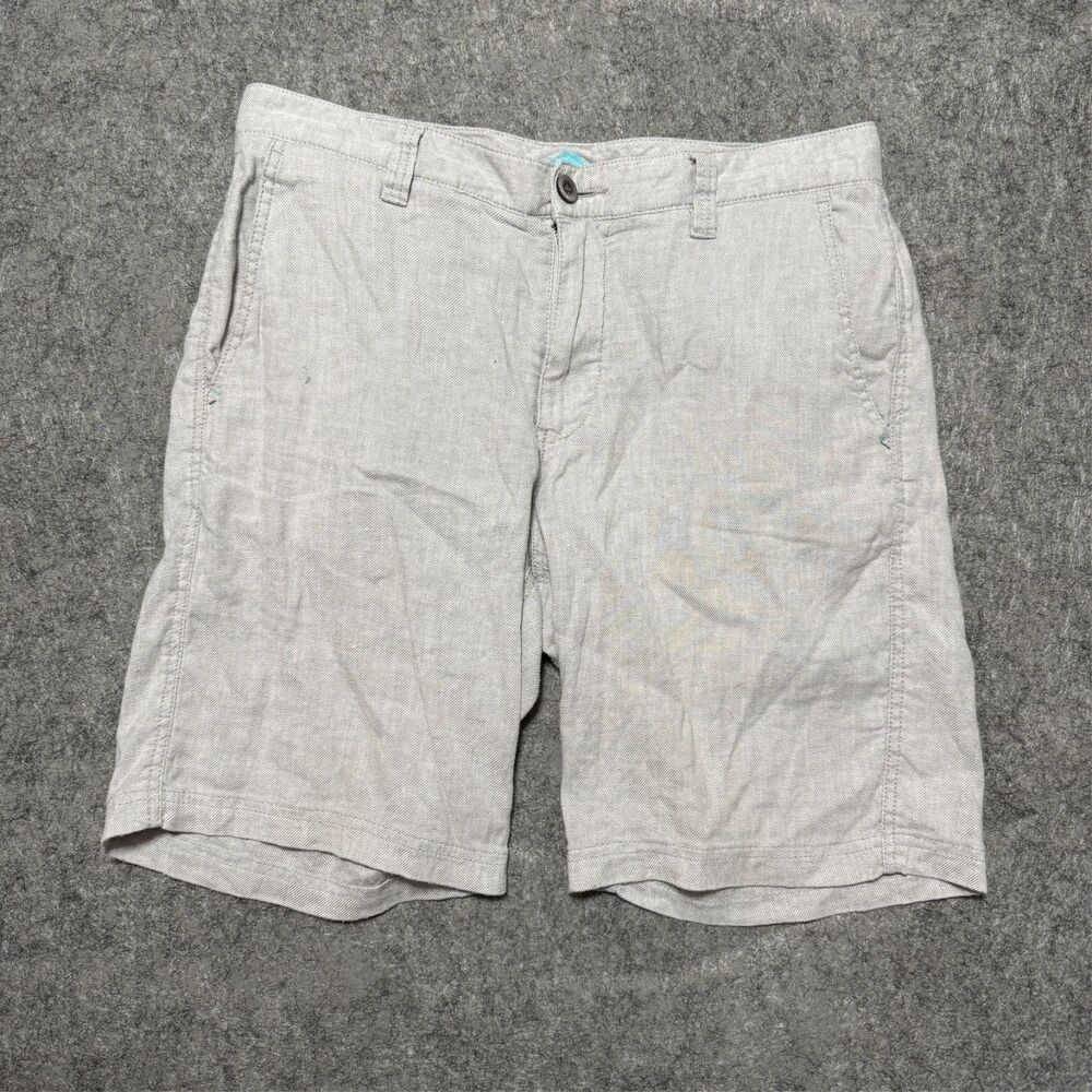 Tommy Bahama Mens Beach Coast Linen Blend Flat Front Chino Shorts Gray Size 32